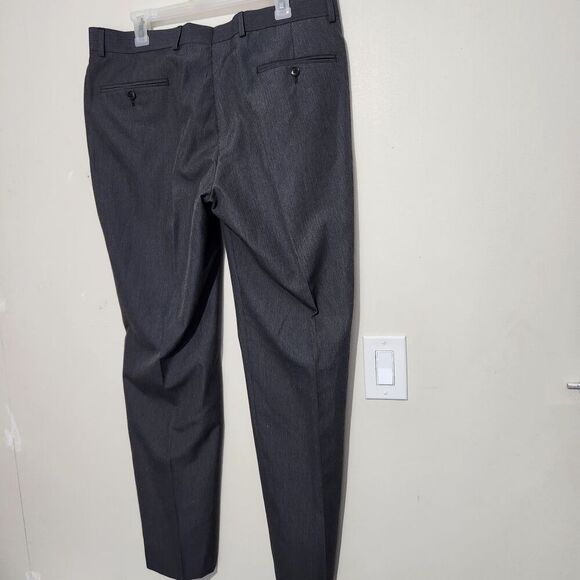 Pronto Uomo Dress Pants For Men Size 36x32 Black Striped Flat Front - Picture 3 of 10